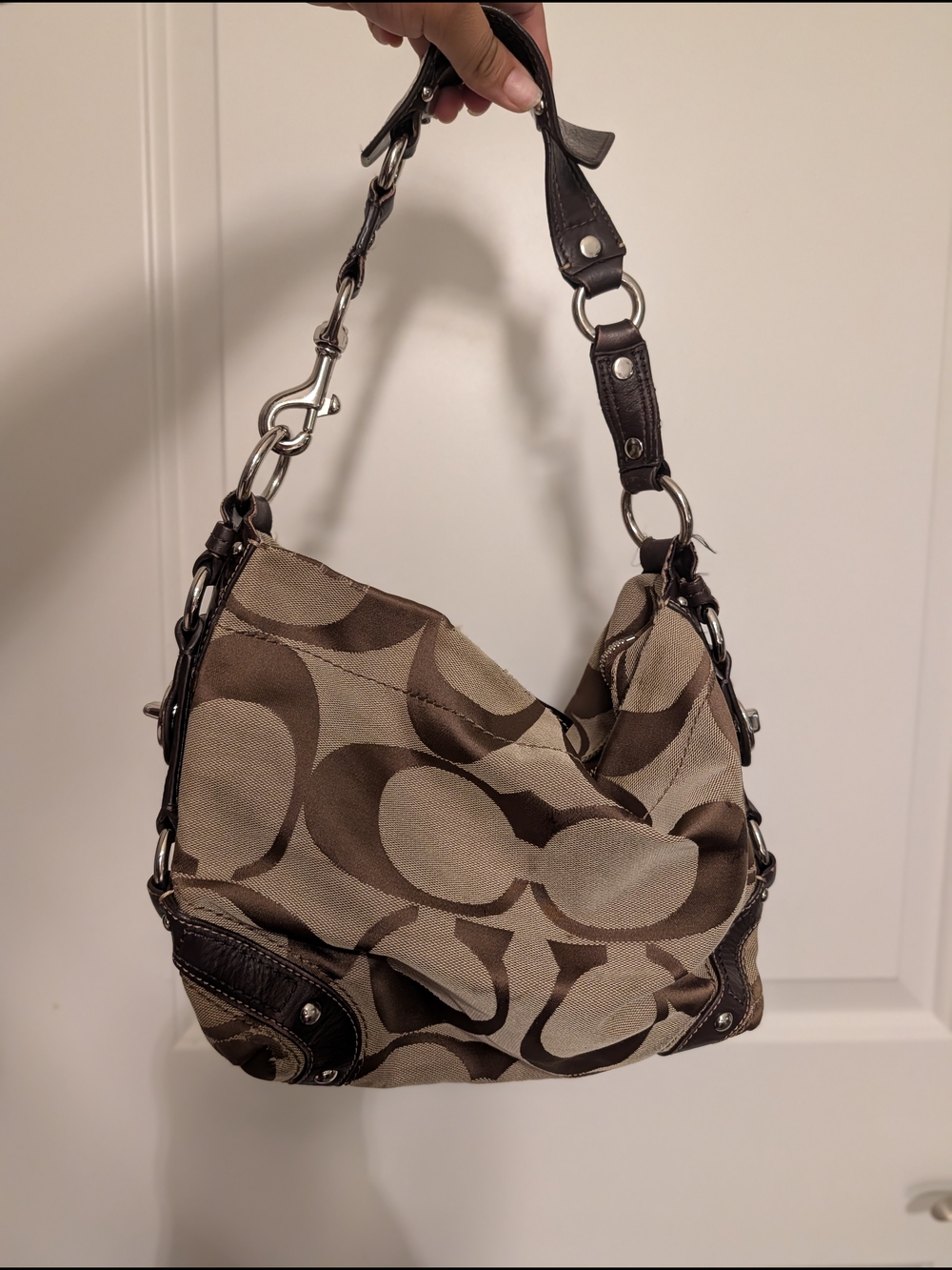 Coach Signature Canvas Hobo Bag in Brown/Khaki